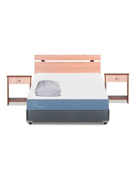 Cama Americana Excellence 2 Plazas x190 cm + Set de Muebles Olmo + Plumón-2