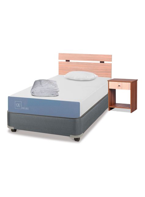 Cama Americana Excellence 1 Plaza x190 cm + Set de Muebles Olmo + Plumón-0