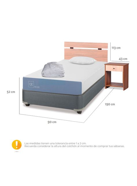 Cama Americana Excellence 1 Plaza x190 cm + Set de Muebles Olmo + Plumón-1