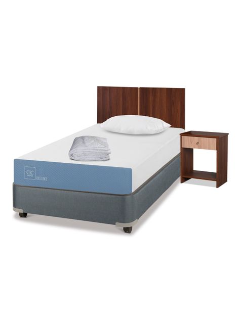 Cama Americana Excellence 1.5 Plazas x190 cm + Set de Muebles Stylo + Textil-0