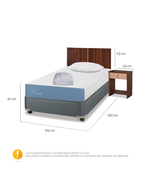 Cama Americana Excellence 1.5 Plazas x190 cm + Set de Muebles Stylo + Textil-1