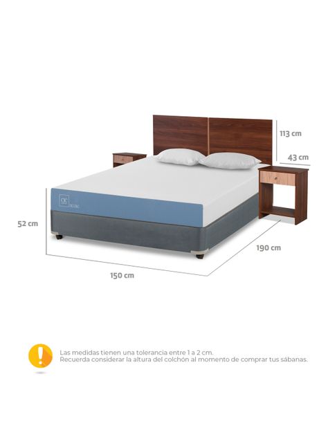 Cama Americana Excellence 2 Plazas x190 cm + Set de Muebles Stylo + Almohadas-1