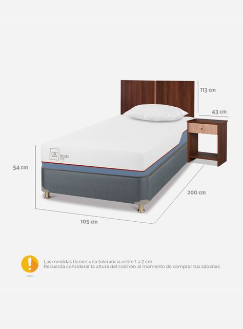 Cama Americana Excellence Plus 1.5 Plazas + Set de Muebles Stylo + Almohada-1