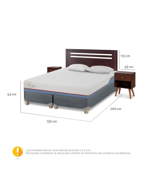 Cama Americana Excellence Plus 2 Plazas Base Dividida + Set de Muebles Múnich-1