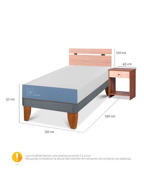 Cama Europea Excellence 1 Plaza x190 cm + Set de Muebles Olmo-1