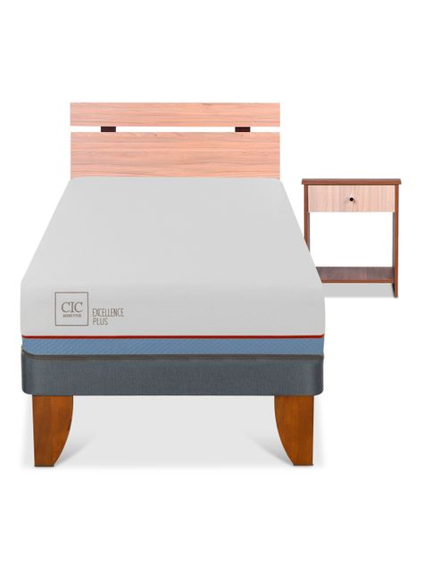 Cama Europea Excellence Plus 1 Plaza + Set de Muebles Olmo-2