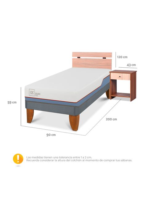 Cama Europea Excellence Plus 1 Plaza + Set de Muebles Olmo-1