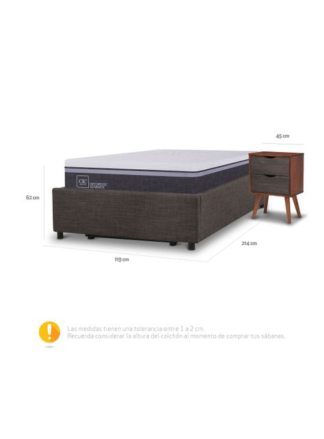 Cama Space Box Ortopedic Advance 1.5 Plazas + Velador-2