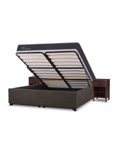 Cama Space Box Ortopedic 2 Plazas +Muebles Torino Chocolate-3