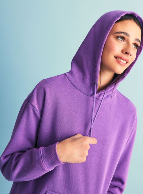 Polerón con Capucha Sólido Oversize-3