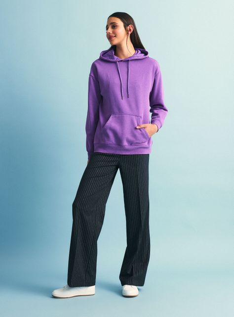 Polerón con Capucha Sólido Oversize-4