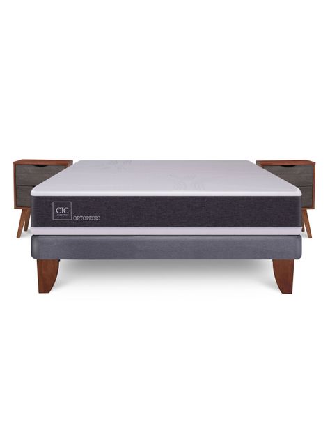 Cama Europea New Ortopedic 2 Plazas Bn Veladores Niger-2