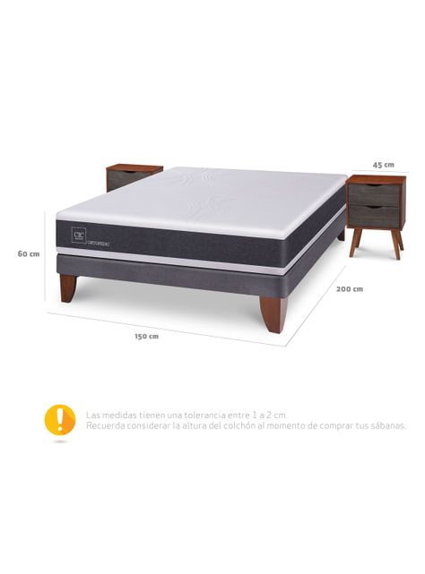 Cama Europea New Ortopedic 2 Plazas Bn Veladores Niger-1