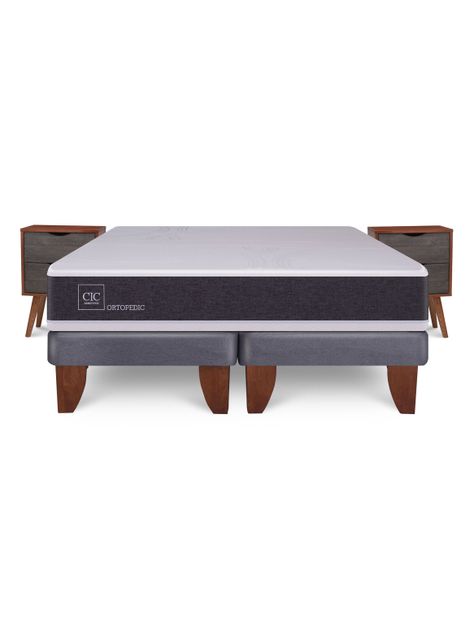 Cama Europea New Ortopedic 2 Plazas Bd Veladores Niger-0