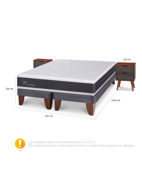 Cama Europea New Ortopedic 2 Plazas Bd Veladores Niger-1