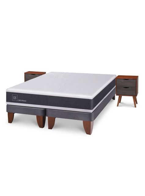 Cama Europea New Ortopedic 2 Plazas Bd Veladores Niger-2