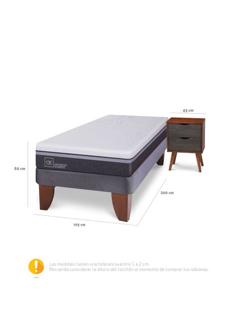 Cama Europea Ortopedic Advance 1.5 Plazas + Velador Niger-1
