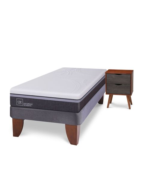 Cama Europea Ortopedic Advance 1.5 Plazas + Velador Niger-0