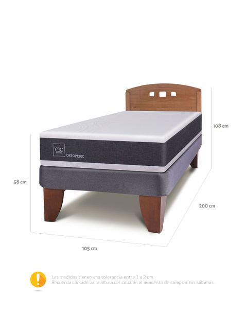 Cama Europea New Ortopedic 1.5 Respaldo New Gales-1