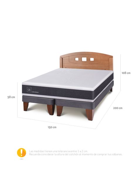 Cama Europea New Ortopedic 2 Plazas Bd Respaldo New Gales-1
