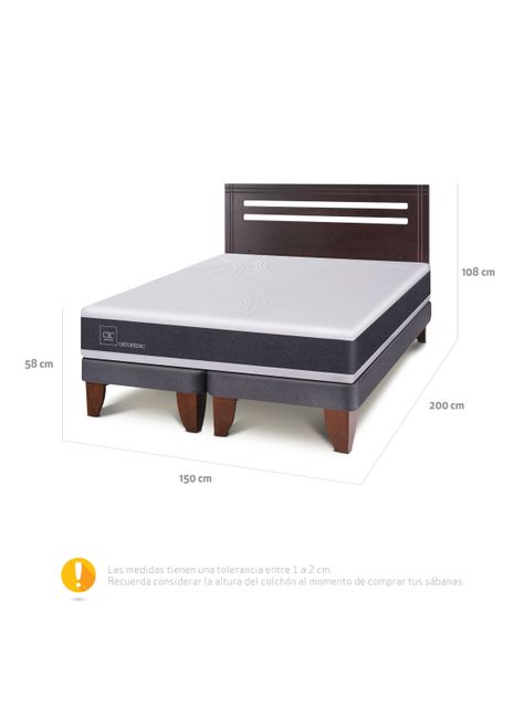 Cama Europea New Ortopedic 2 Plazas Bd Respaldo New Munich-1