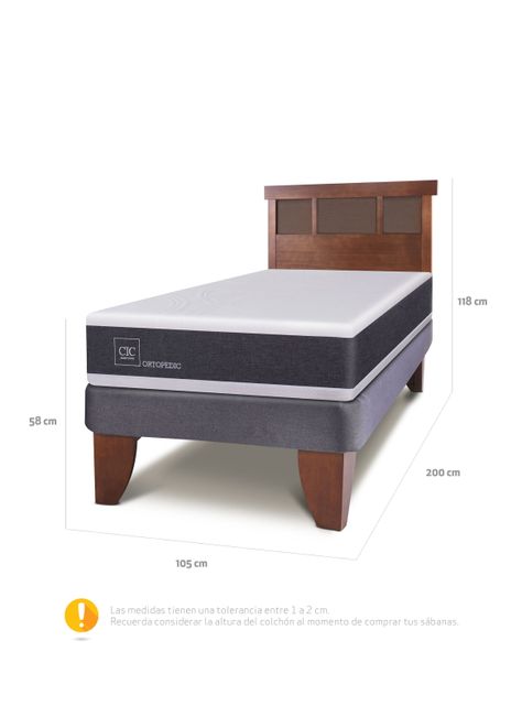 Cama Europea New Ortopedic 1.5 Plazas Respaldo New Dublin Caramel-1
