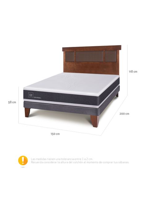 Cama Europea New Ortopedic 2 Plazas Bn Respaldo New Dublin Caramel-1
