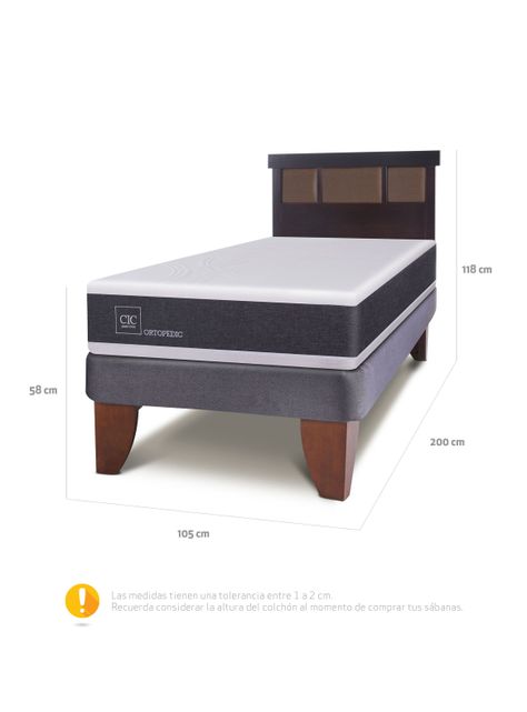Cama Europea New Ortopedic 1.5 Plazas Respaldo New Dublin Choc-1