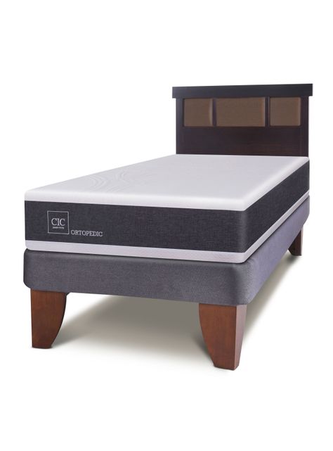 Cama Europea New Ortopedic 1.5 Plazas Respaldo New Dublin Choc-0
