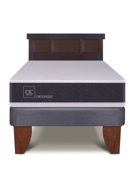 Cama Europea New Ortopedic 1.5 Plazas Respaldo New Dublin Choc-2