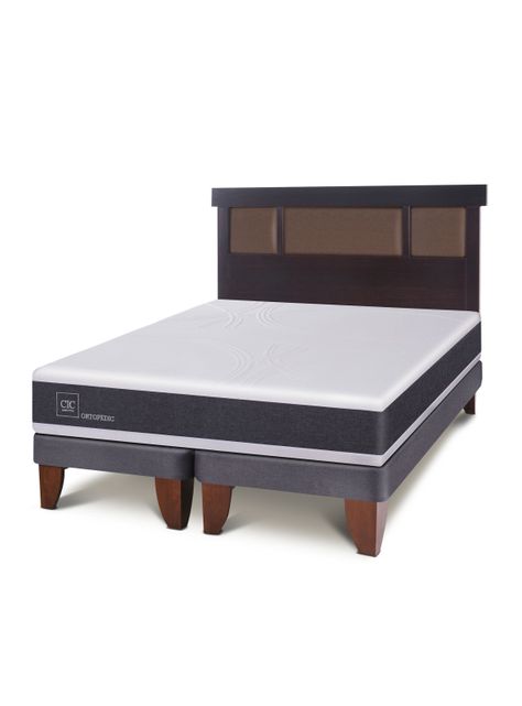 Cama Europea New Ortopedic 2 Plazas Bd Respaldo New Dublin Choc-0