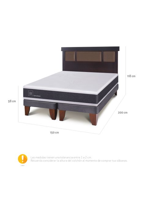 Cama Europea New Ortopedic 2 Plazas Bd Respaldo New Dublin Choc-1