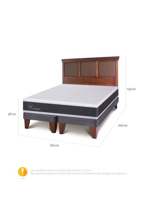 Cama Europea New Ortopedic 2 Plazas Bd Respaldo New Torino-1