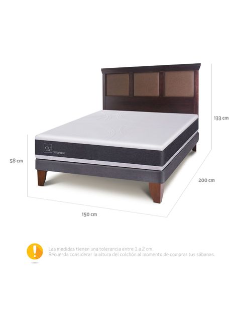 Cama Europea New Ortopedic 2 Plazas Bn Respaldo New Torino Choc-1
