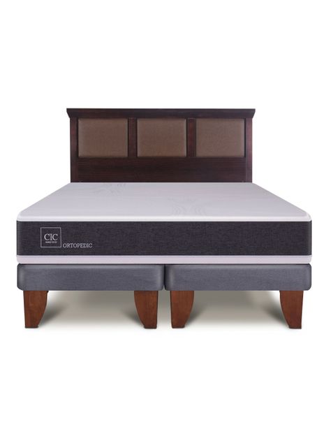 Cama Europea New Ortopedic 2 Plazas Bd Respaldo New Torino Choc-2
