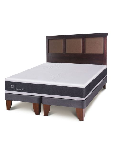 Cama Europea New Ortopedic 2 Plazas Bd Respaldo New Torino Choc-0