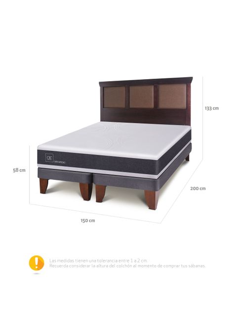 Cama Europea New Ortopedic 2 Plazas Bd Respaldo New Torino Choc-1