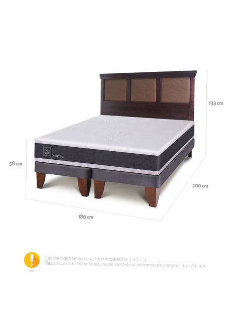 Cama Europea New Ortopedic King Respaldo New Torino Choc-1