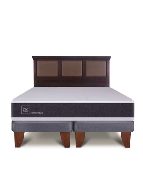 Cama Europea New Ortopedic King Respaldo New Torino Choc-2