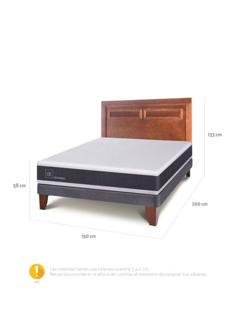 Cama Europea Ortopedic 2 Plazas Bn Respaldo Milan-1