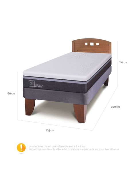 Cama Europea Ortopedic Advance 1.5 Plazas + Respaldo New Gales-1