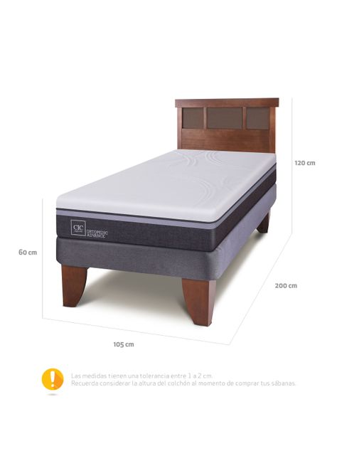 Cama Europea Ortopedic Advance 1.5 Plazas + Respaldo New Dublín Caramelo-1
