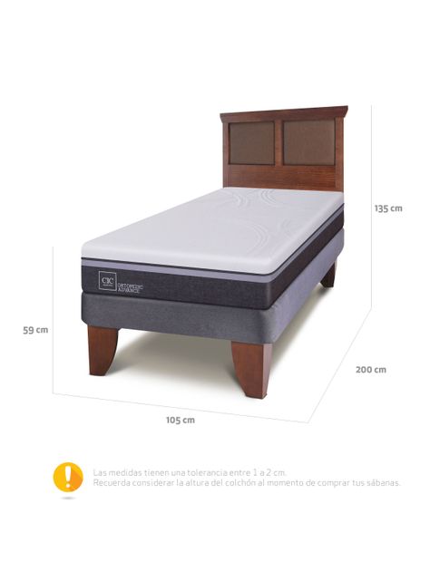 Cama Europea Ortopedic Advance 1.5 Plazas + Respaldo New Torino-2