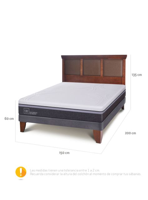 Cama Europea Ortopedic Advance 2 Plazas Base Normal + Respaldo New Torino-1