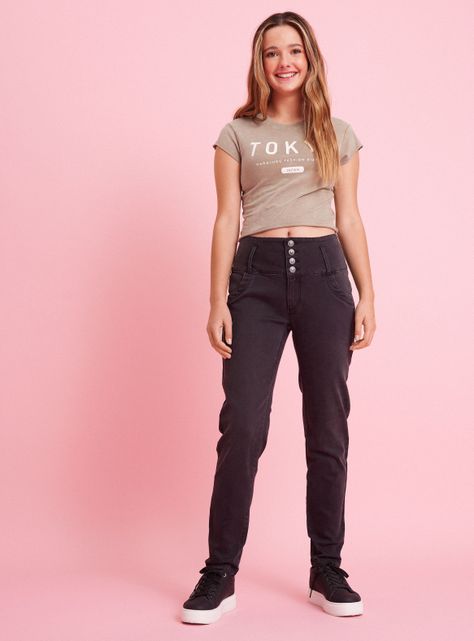 Jeans Skinny Tiro Alto Cuatro Botones Push UP-4