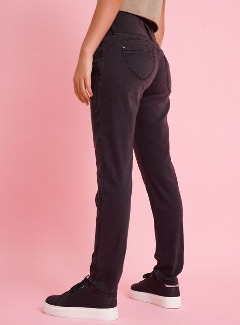 Jeans Skinny Tiro Alto Cuatro Botones Push UP-1