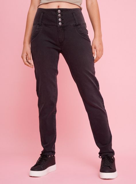 Jeans Skinny Tiro Alto Cuatro Botones Push UP-0