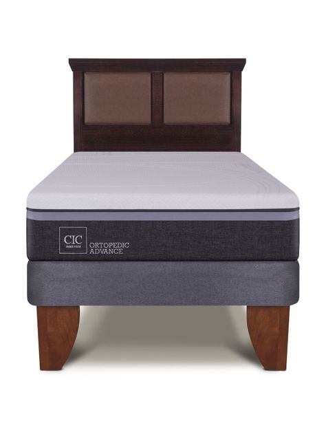 Cama Europea Ortopedic Advance 1.5 Plazas + Respaldo New Torino Chocolate-2