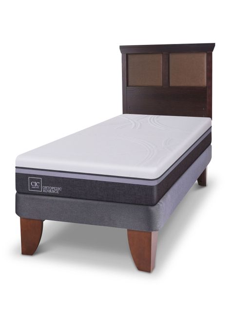 Cama Europea Ortopedic Advance 1.5 Plazas + Respaldo New Torino Chocolate-0