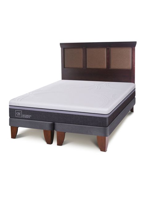 Cama Europea Ortopedic Advance 2 Plazas Base Dividida + Respaldo New Torino Chocolate-1
